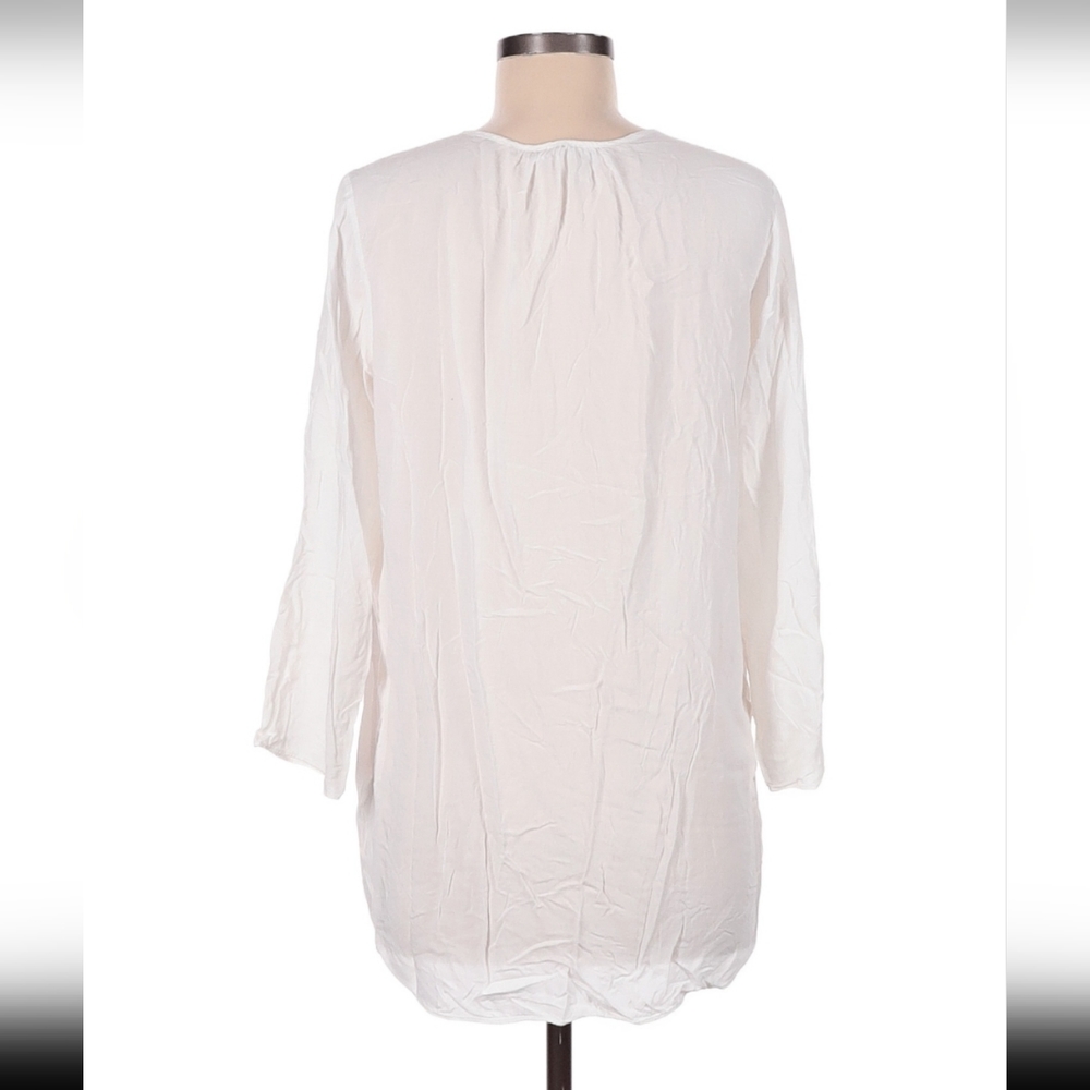 MICHAEL Michael Kors White Long Sleeve Blouse Size M 100%Rayon - Picture 2 of 9